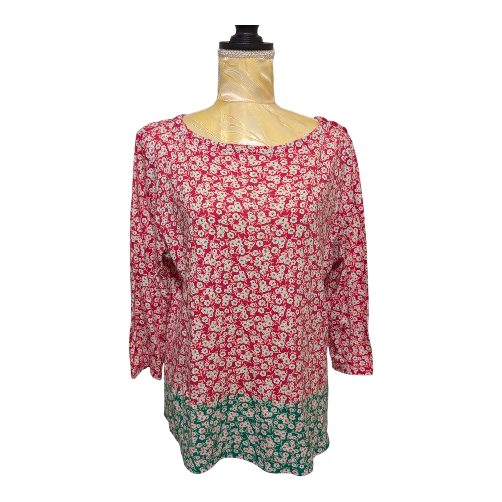 Charter Club Floral Long Sleeve Top - Pink and Green